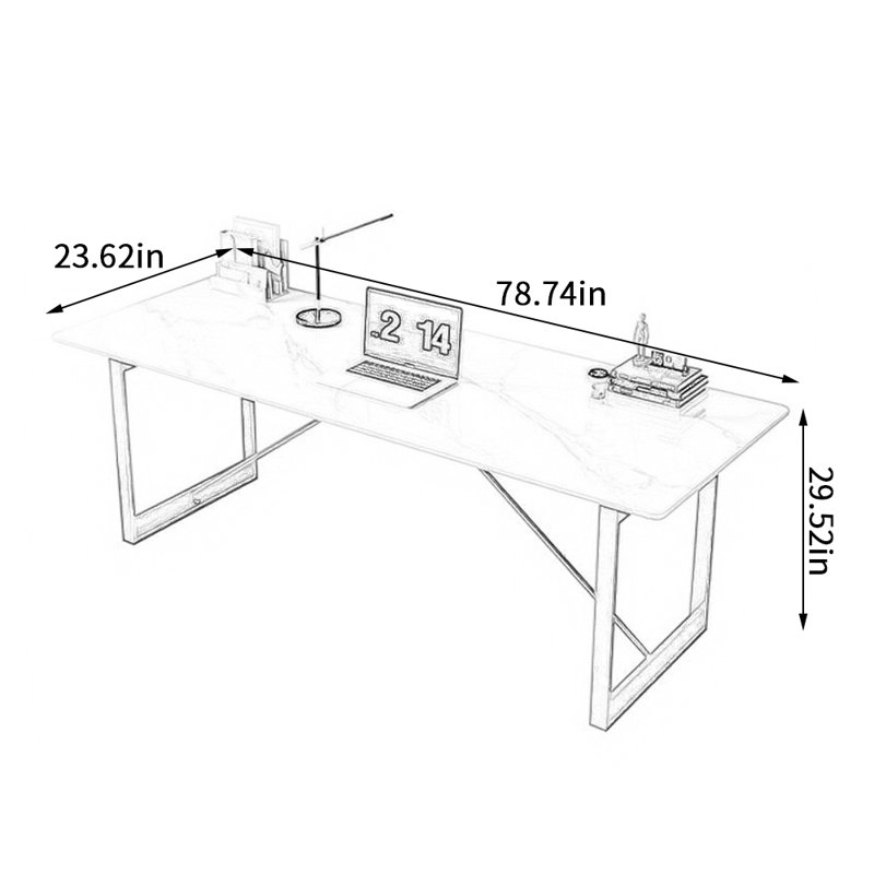 Bureau d'écriture Modern Light, Rouge, H 29,52 po x l 78,74 po x P 23,62 po