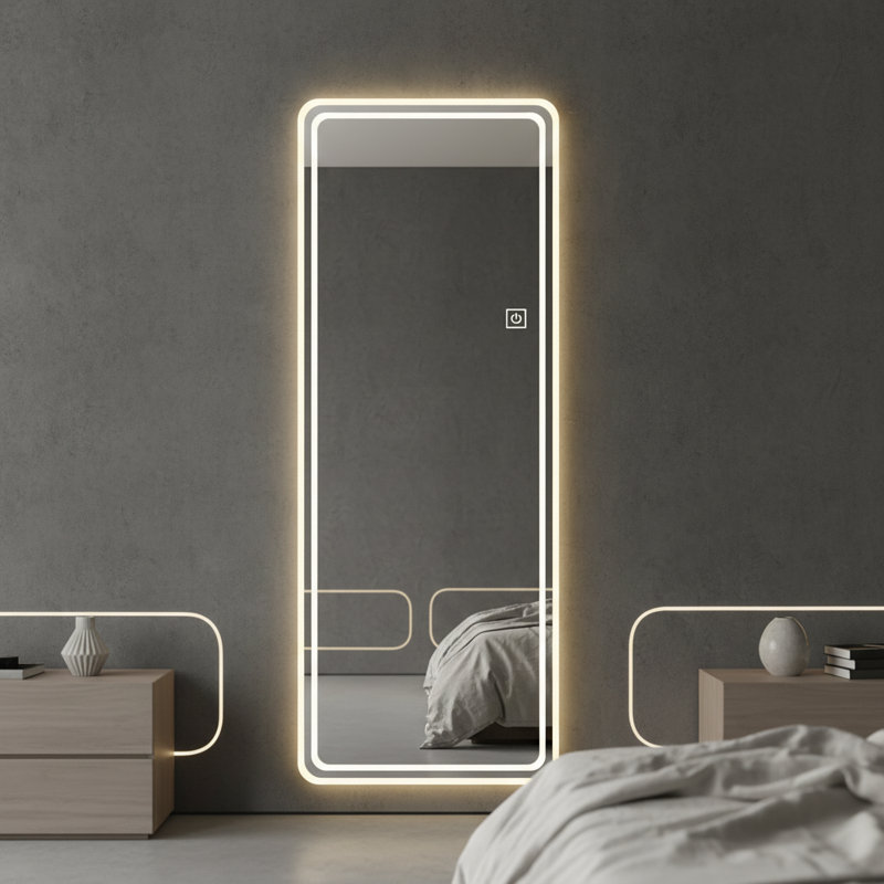  Miroir à DEL pleine longueur 64 po x 21 po - sans cadre, à 3 lumières à intensité variable, incassable pour la chambre à coucher, le vestiaire ou la salle de sport