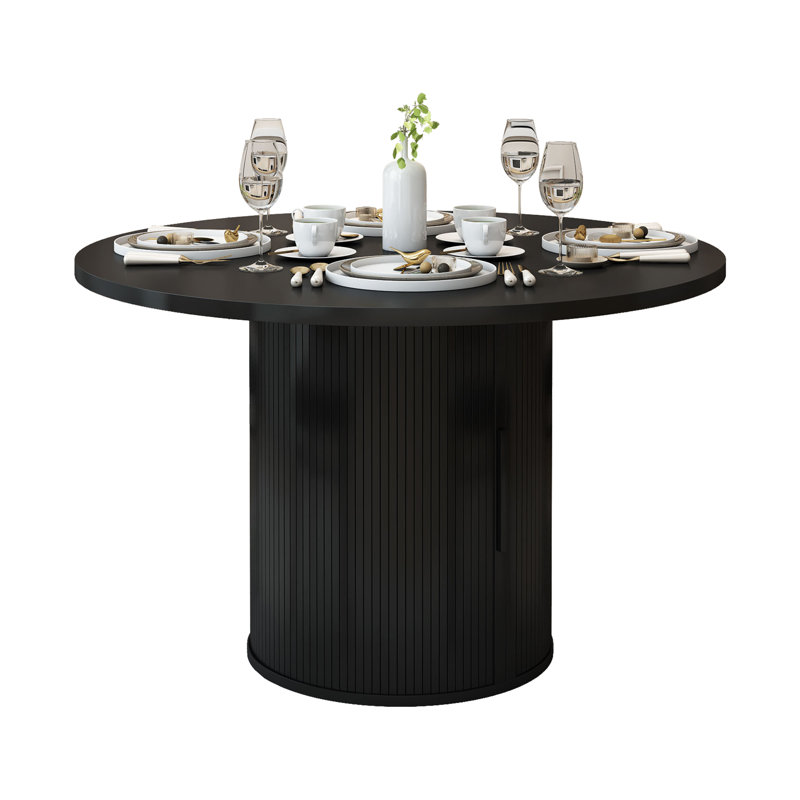 47.24" Round Pedestal Dining Table, Black
