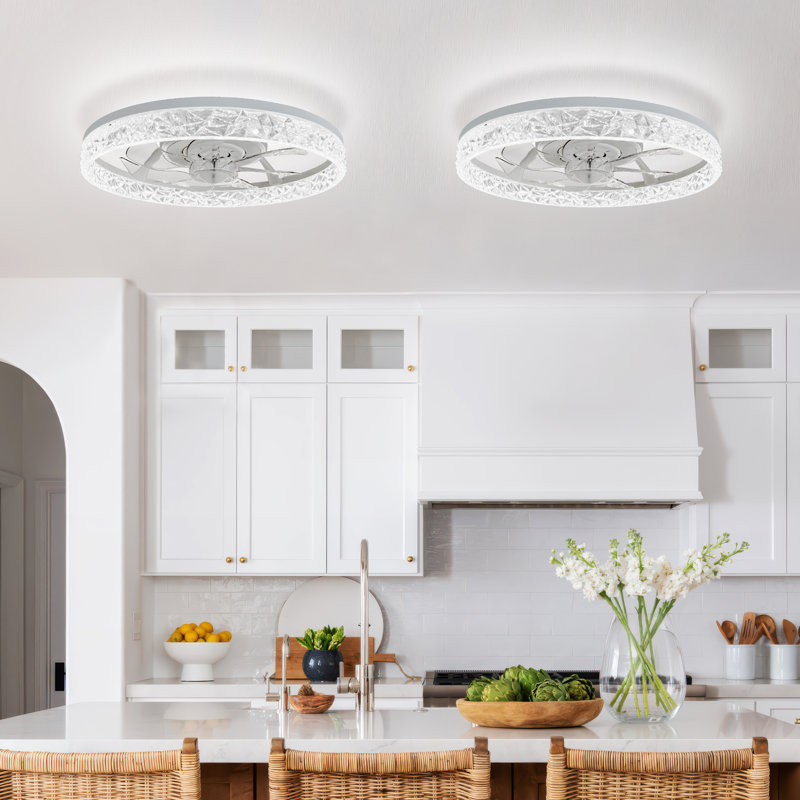 Ventilateur de plafond avec lumières RVB RVB, ventilateur de plafond à profil bas Fandelier de 19 po, intensité variable 3000K-6000K et ventilateur de plafond à DEL encastré moderne avec télécommande pour chambre à coucher