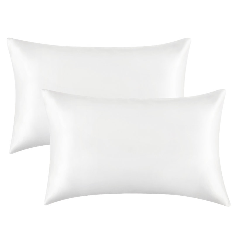 Satin Pillowcase Set of 2, 300 Thread Count,GentleSoft™️,GentleSoft™️, Standard Pillow Case, White