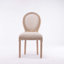 French Style Solid Wood Frame  Linen Fabric Oval Back Dining Chair,Set Of 2
