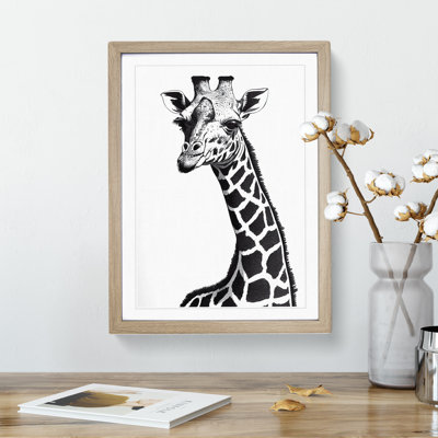 Monochrome Giraffe - Framed Print