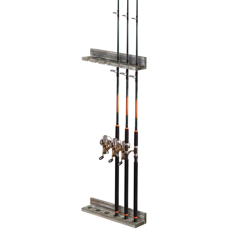 Wood Fishing Rack, Black/Red