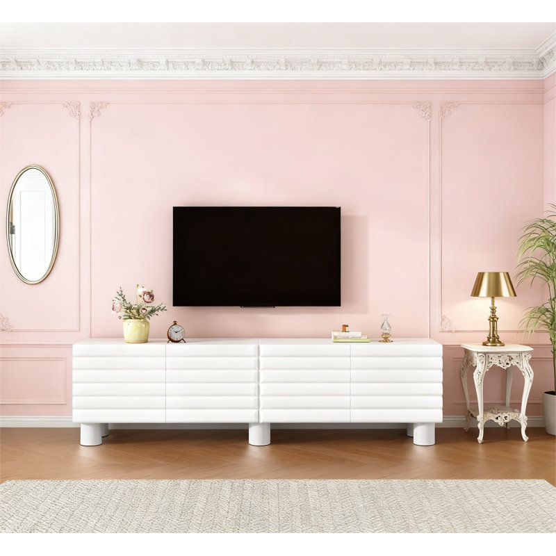 Élégant meuble télé avec porte réglable, Blanc
