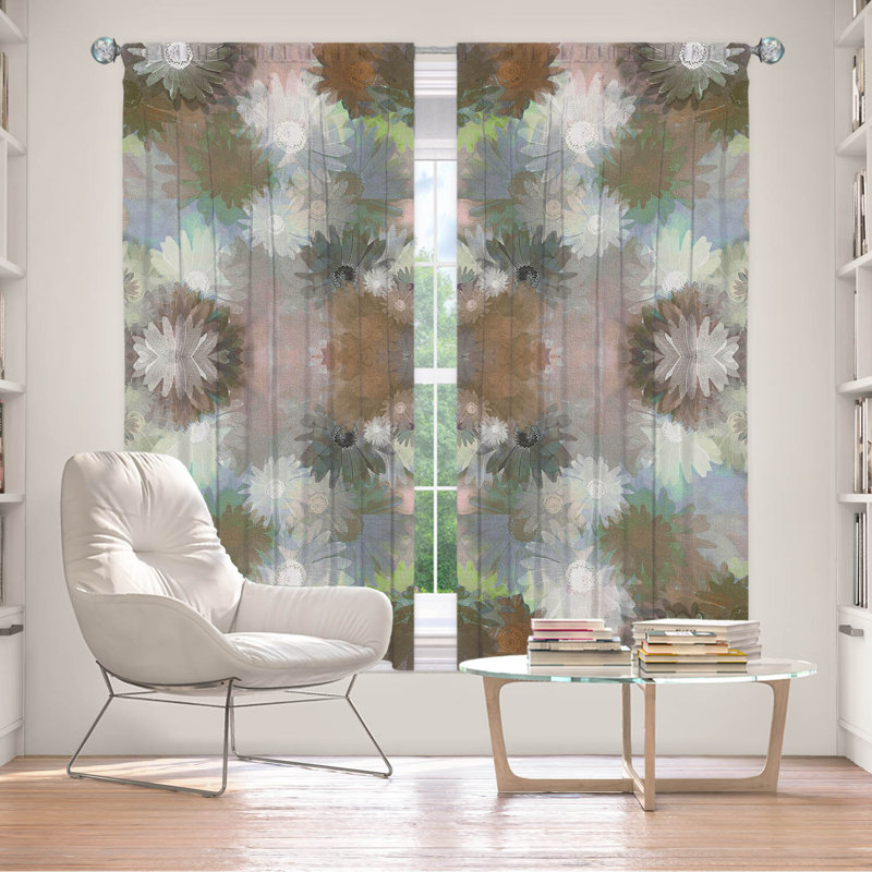 Galyna Room Darkening Curtain Pair, Brown/White/Blue, 40" W x 82" L