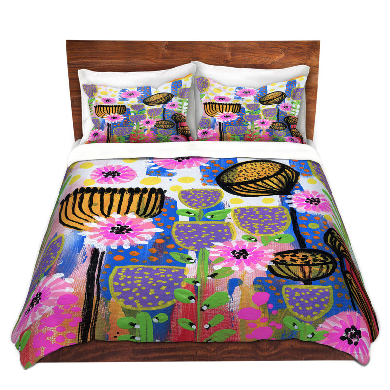 Polyester Floral Duvet Cover, 1 Queen Duvet Cover + 2 Standard Shams