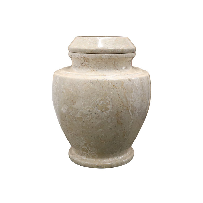 Urne de crémation décorative en marbre pour adultes, motif marbré blé doré, grande capacité