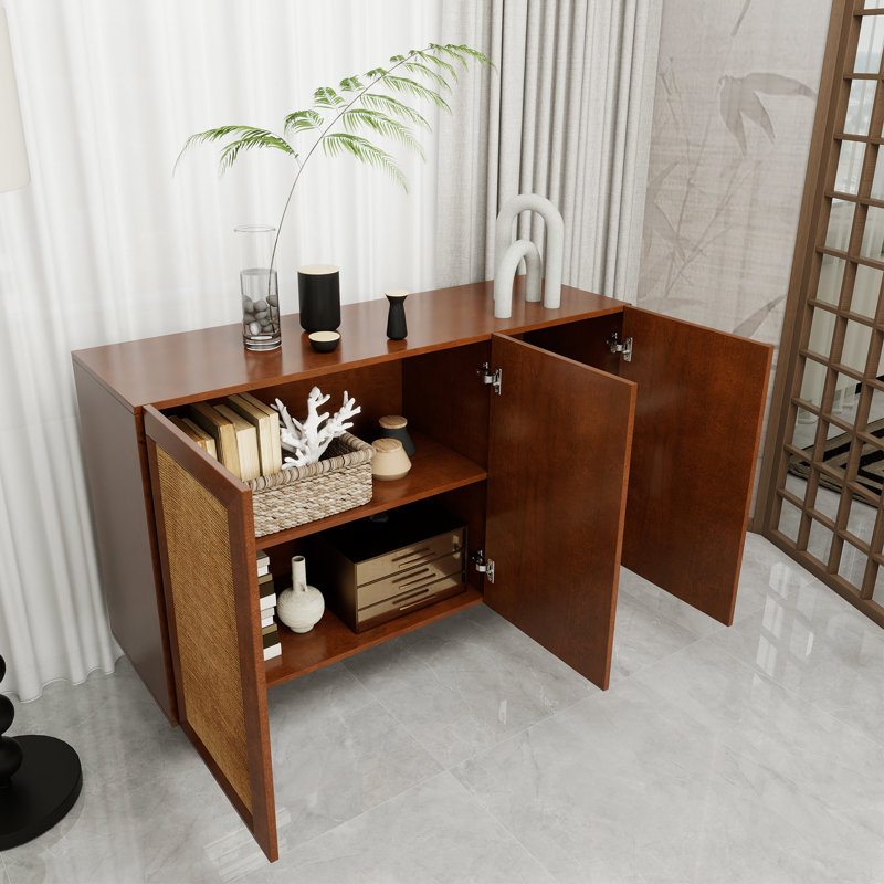 47" Walnut Sideboard Buffet Cabinet With 3 Doors,mid-century Buffet Cabinet