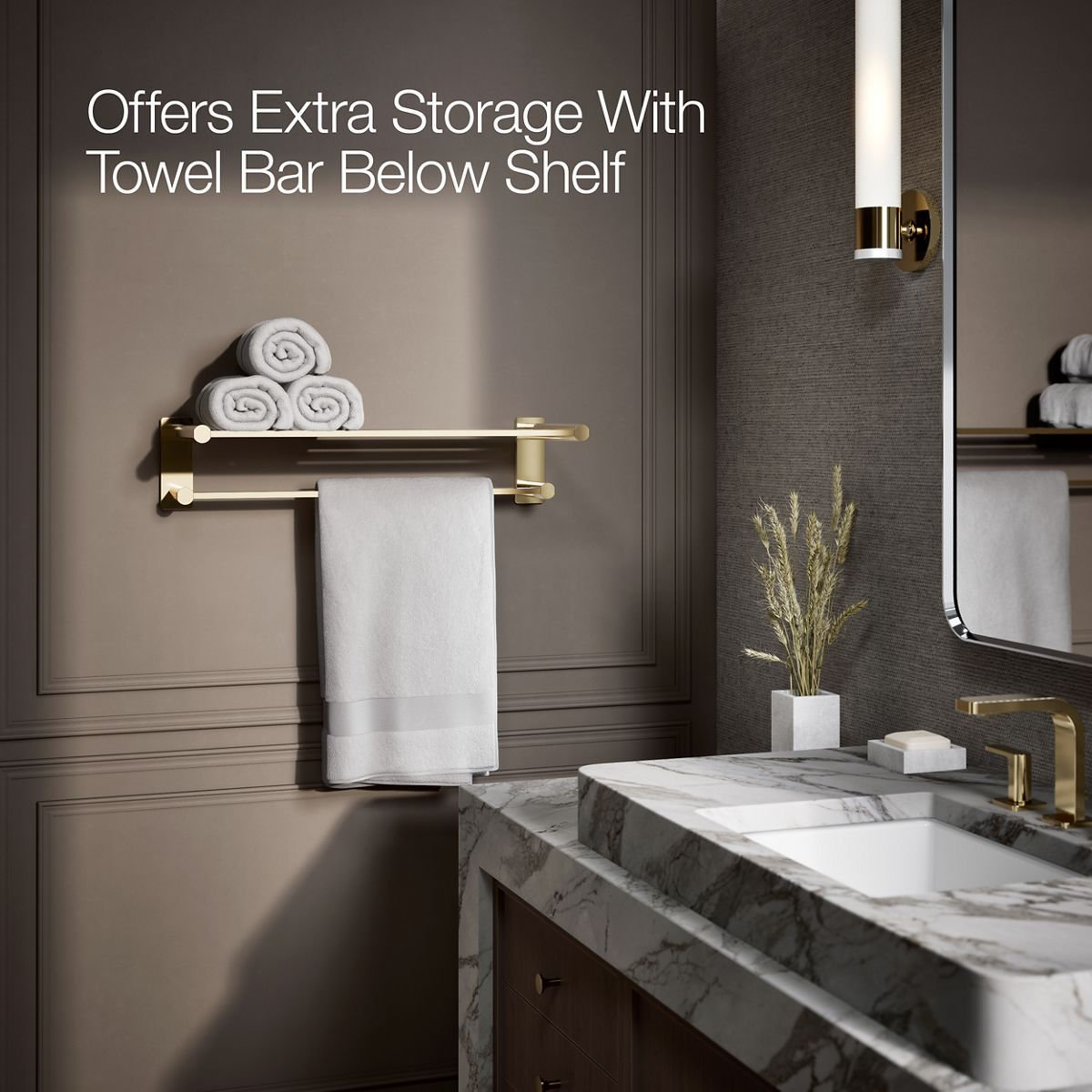 Parallel Hotelier Towel Rack, Gold