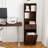 Tall Narrow Fluted Storage Cabinet with Hidden Trash Bin Compartment , Walnut Freestanding Cabinet, Fixed Open Shelves & Drawer, Anti‑Tip for Kitchen Home‑Office Living Room (Trash Can NOT Included)