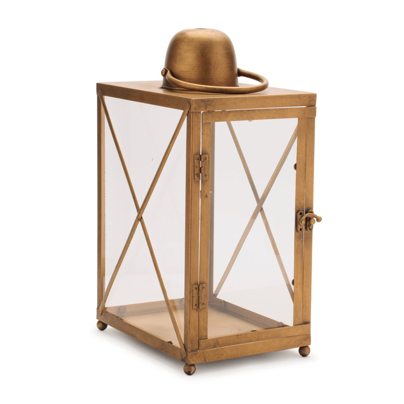Lanterne classique en métal et verre à barre transversale (ensemble de 2)