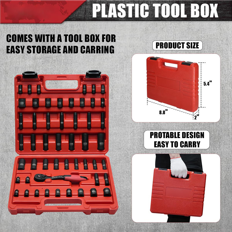 51-Piece 1/4" Drive Impact Socket Set