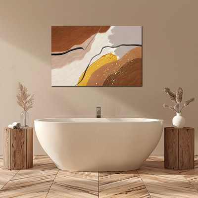 Abstract Wall Art for Living Room Boho Wall Decor Mid Century Modern Prints Pictures Abstract Geometric Painting for Bedroom Orange Minimalist Artwork