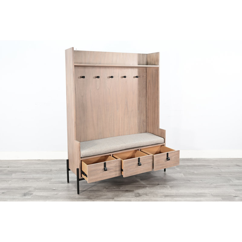 Zarlish Hall Tree 54'' Wide with Bench, Natural