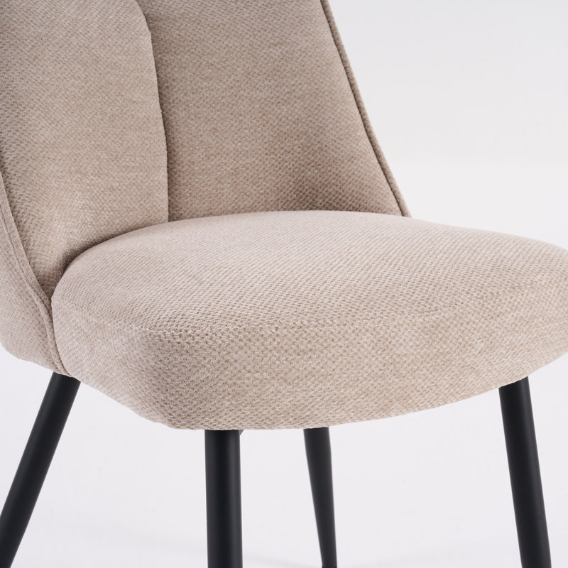 Modern Chenille Fabric Upholstered Dining Chairs Armless Side Chairs with Color-Matched Metal Frame For Kitchen Dining Room