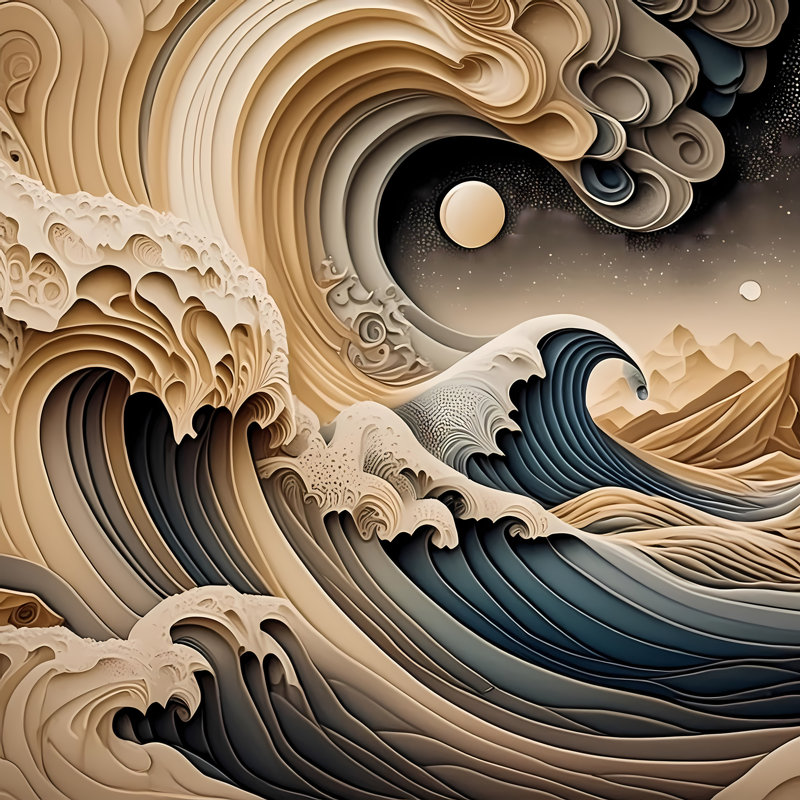 Vague du monde, H 42 po x l 42 po