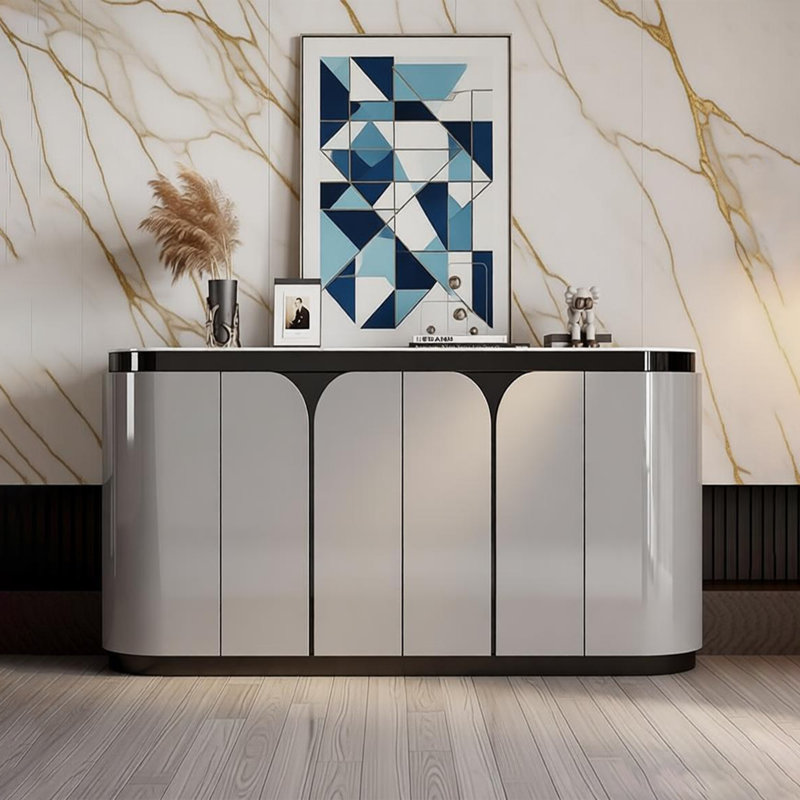 Modern Luxury Elliptical Classification Sideboard, Black/Gray