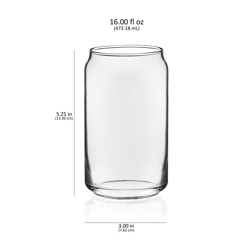 Clear Glass Can Shaped Tumbler Set, 16 oz, 4-Pack