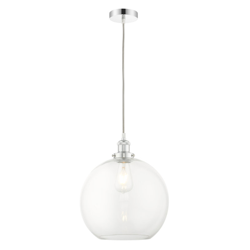 Brianna 1 - Light Polished Chrome Single Pendant, 31cm H x 30cm W x 30cm D