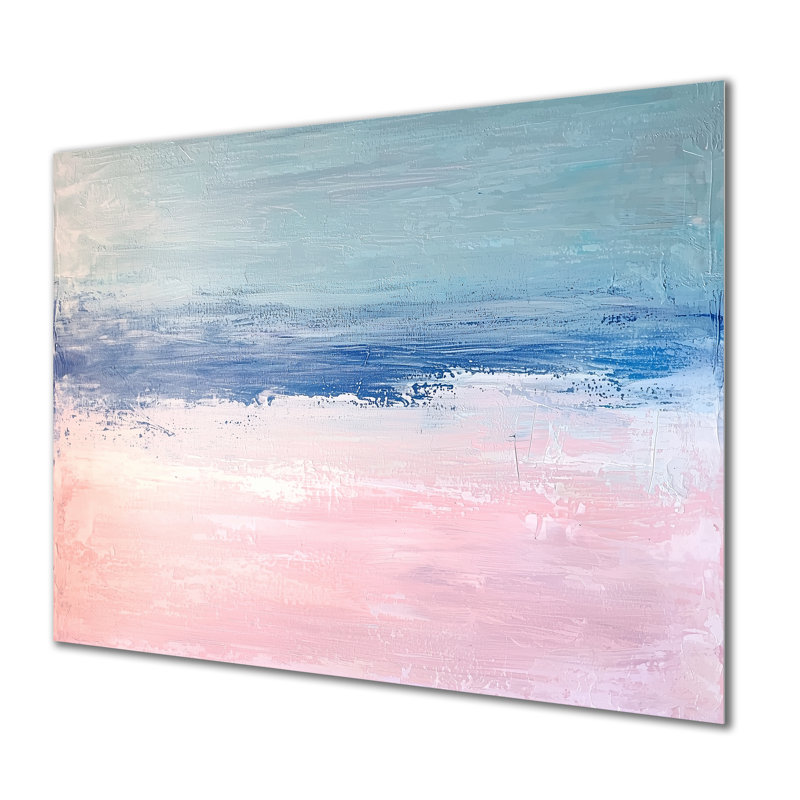 Auroral Coastal Glow In Minimalist Horizon II - Art nautique sur métal, reproduction côtière en métal, H 24 po x l 32 po