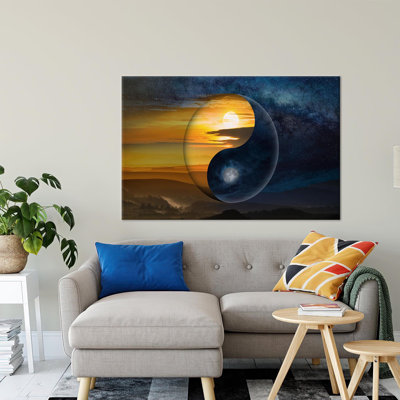 Modern Yin and Yang Symbol Design Wall Hanging on Cotton Canvas Ideal for Home or Office Decor