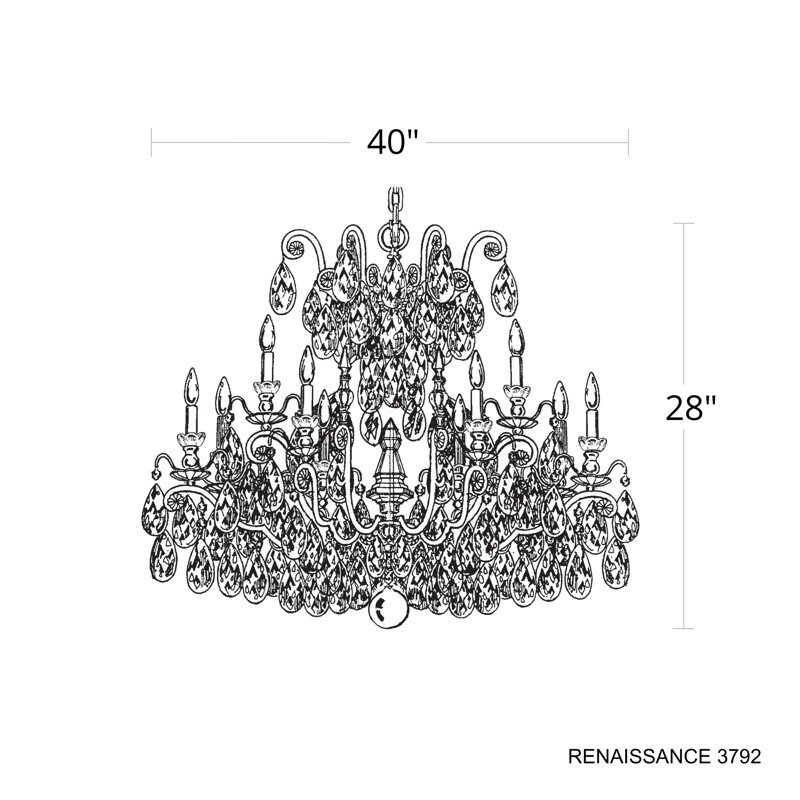 Renaissance 19 - Light Glass Chandelier, Heirloom Bronze, Clear Heritage Crystal
