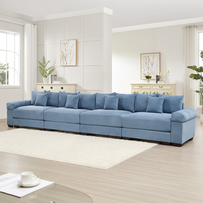 Canapé modulaire surdimensionné Cloud, Velours côtelé bleu