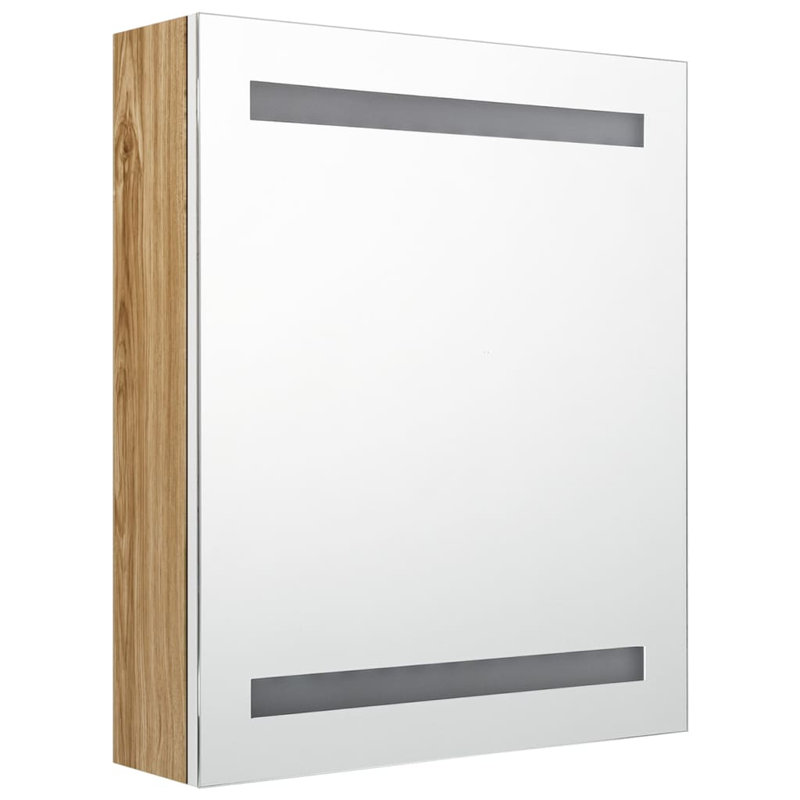 Sigismund 500mm W 600mm H Surface Frameless Medicine Cabinet Mirror 3 Fixed, White/Oak