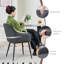 Modern Fabric Upholstered Arm Dining Chairs with Curved Back Accent Chair-654337585