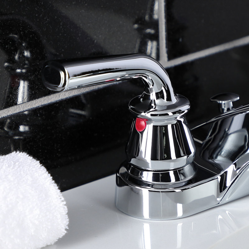 Kingston Brass Restoration Two-Handle 3-Hole Deck Mount 4" Centerset Bathroom Faucet with Brass Pop-Up, Silver