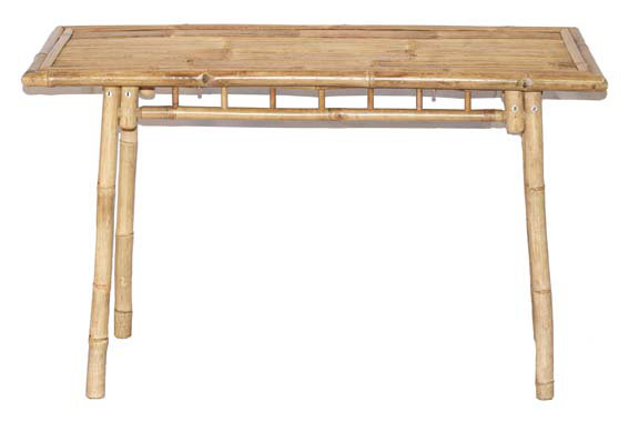 Natural Bamboo Rectangular Console Table with Lattice Design