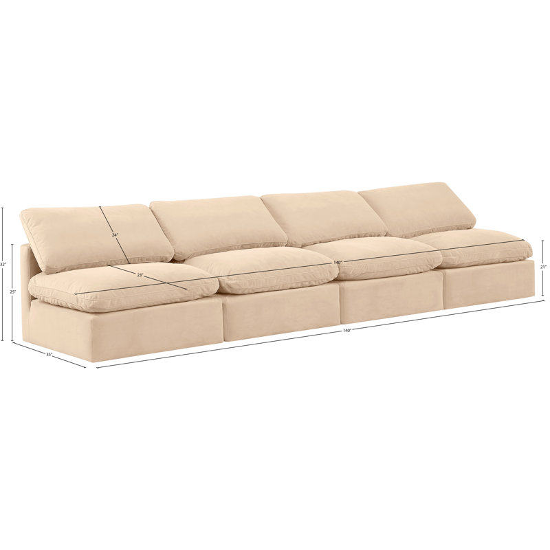 Canapé rembourré 140 po Itala, Velours beige