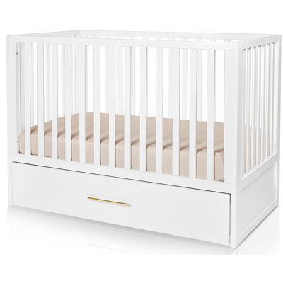 3-in-1 Convertible Crib with Trundle, Toddler Bed, Daybed, White