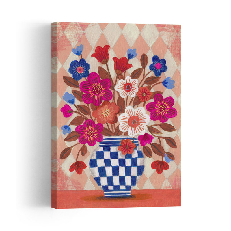 Vase Flowers Brights Aamp; Blues Colorful Vibrant Abstract Flower Landscape Wall Art Print, 45.72cm H x 30.48cm W