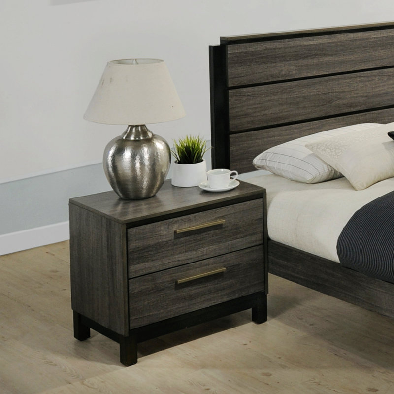 Table de chevet pour chambre à coucher, table de chevet moderne à 2 tiroirs, table d'appoint en bois