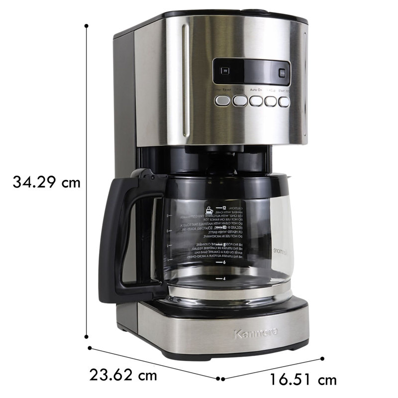 Kenmore Drip Coffee Maker Machine, 1.8L Filter Coffee Machine with Timer, Black
