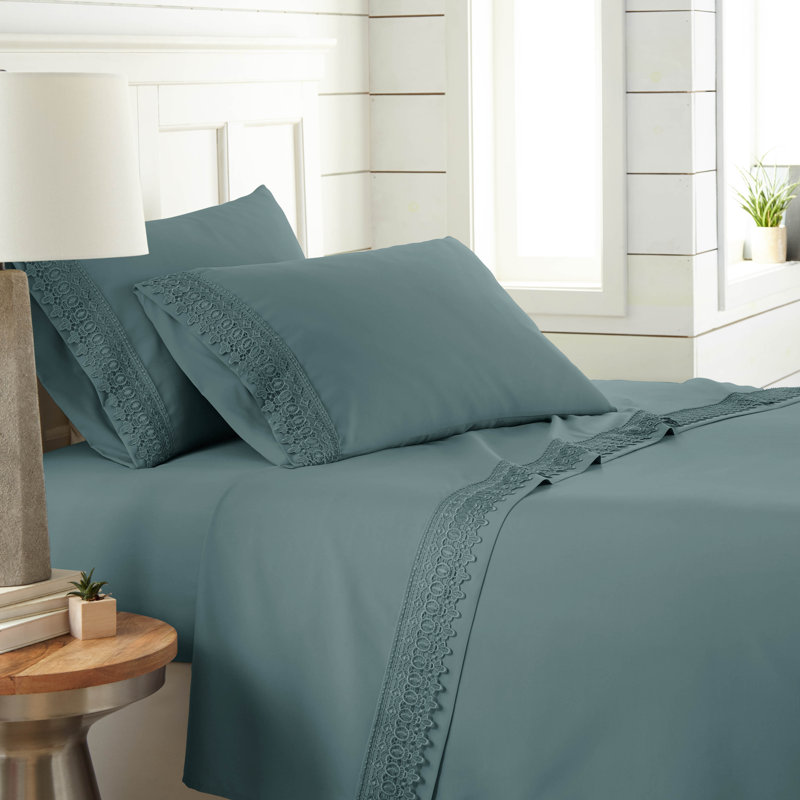 Ensemble de draps en microfibre Jaquil, Simple, Bleu acier
