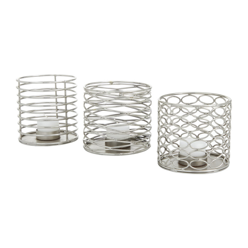 3.85'' H Iron Tabletop Votive Holder, Silver