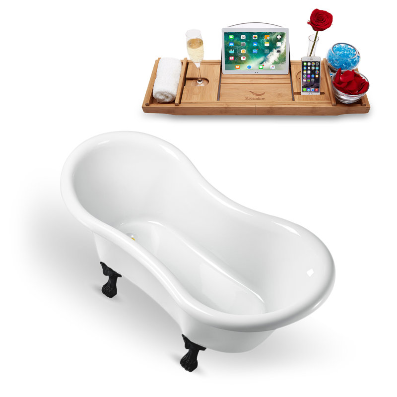 62.2'' x 30.7'' Soaking Acrylic Bathtub, Matte Black, Polished Gold