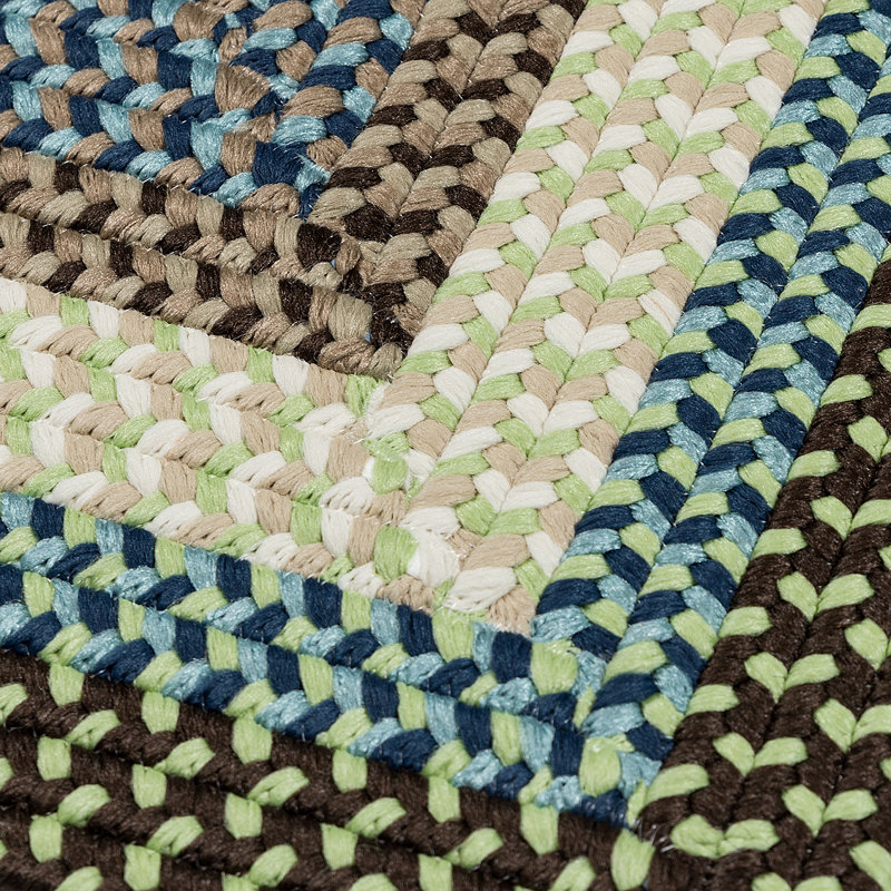 Tapis décoratif à bordure brun tressé/bleu/beige marathovounos, Carré 10 pi