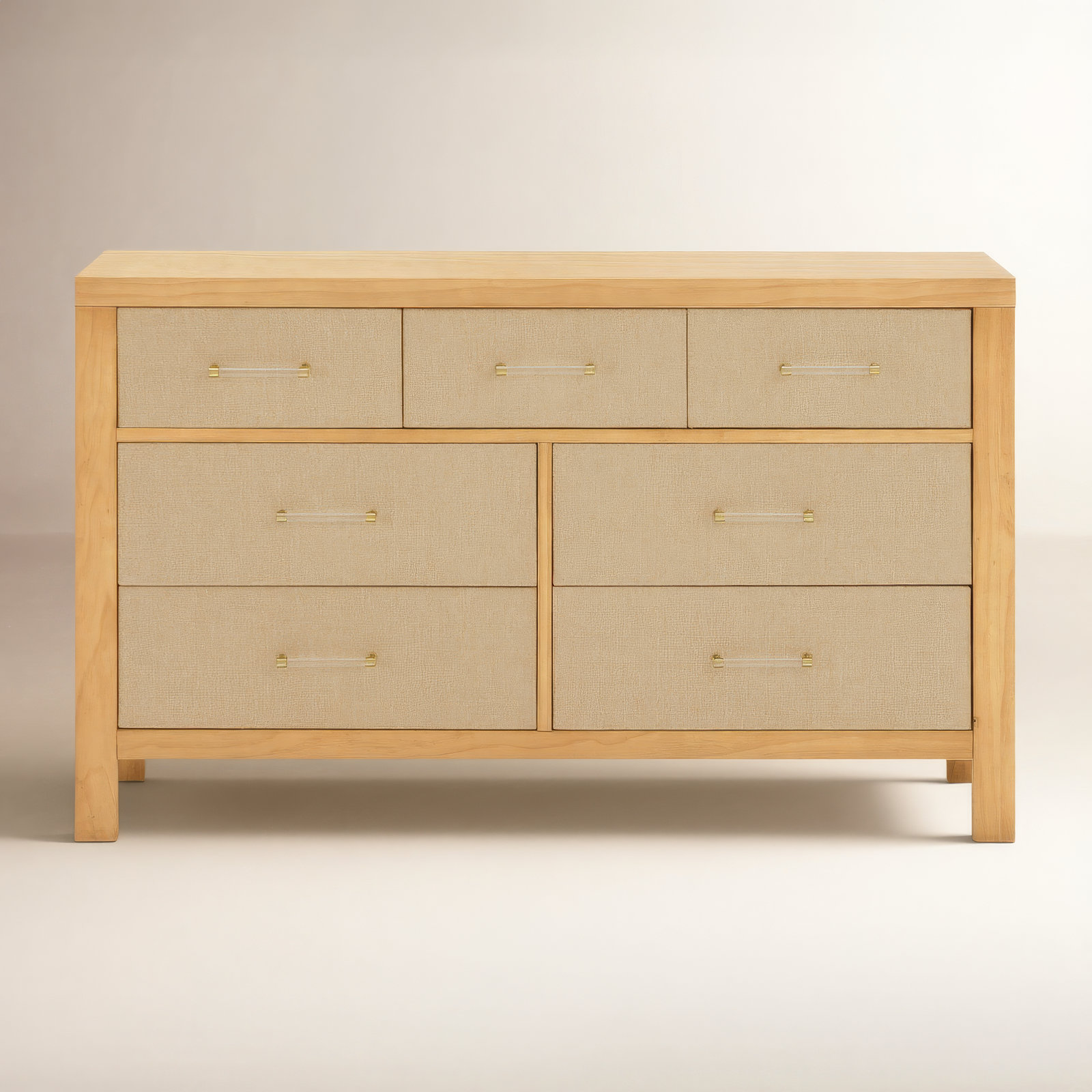 Eloise 7-Drawer Dresser, Honey/Performance Sand Eco-Weave