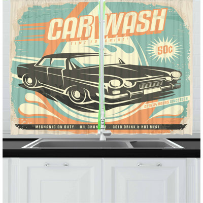 Cars 2 Piece Kitchen Curtain
