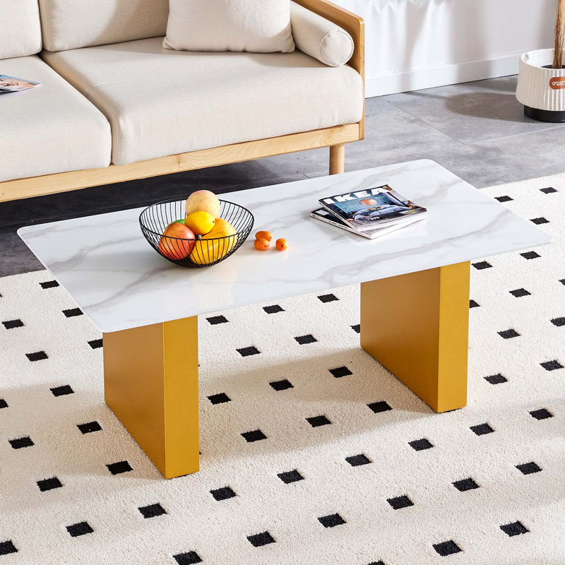 Table basse Javary, Blanc, Doré
