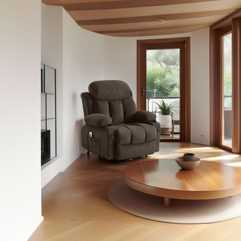 Fauteuil inclinable de massage pivotant à 360 ° - Acupression et chauffage à 8 points - Revêtement en velours - Poches de rangement - Contrôle manuel?