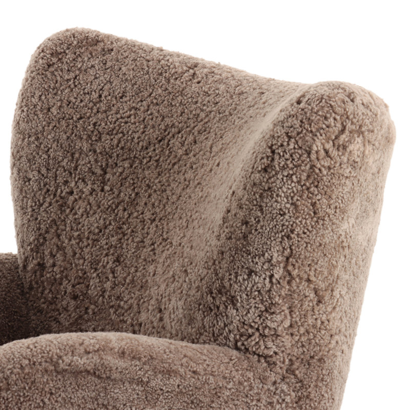 Amelie Wingback Chair, Taupe Shearling
