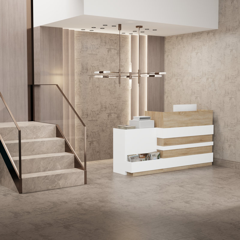 Bureau de réception rectangulaire l 87,2 po avec tiroir et plateau pour clavier