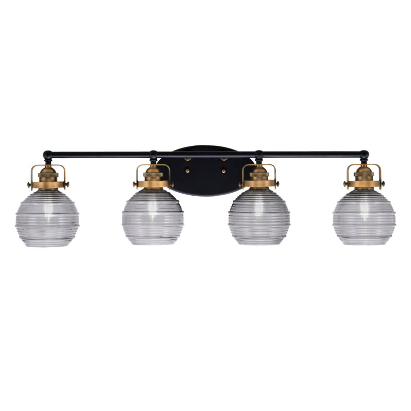 Barre d'éclairage de salle de bain 4 lumières Easton, Gris, Noir mat / laiton