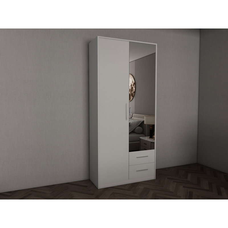 Pamel 2 Door Manufactured Wood Wardrobe, White
