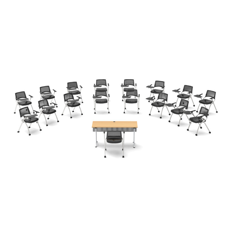 Novelty 17 Person Flip Top 22'' L Modular Training Table And Chair Set and Chair Set with Casters and Modesty Panel
